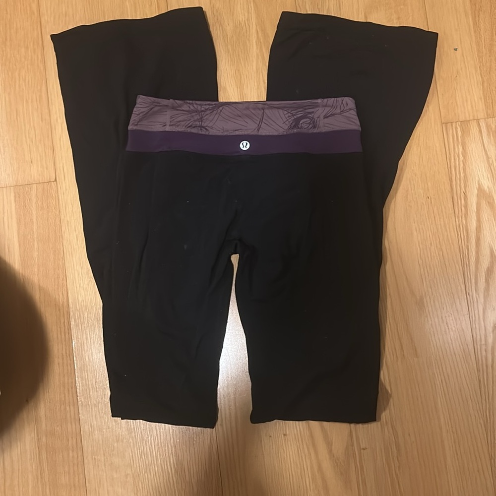 lululemon athletica Black Leggings with Purple Waistband